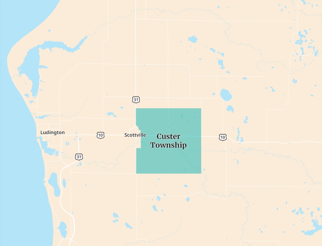 a map of Michigan and Custer Township